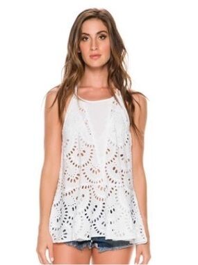Free People White Lace Eyelet top